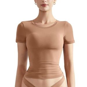 Women's Short Sleeve Tan Top